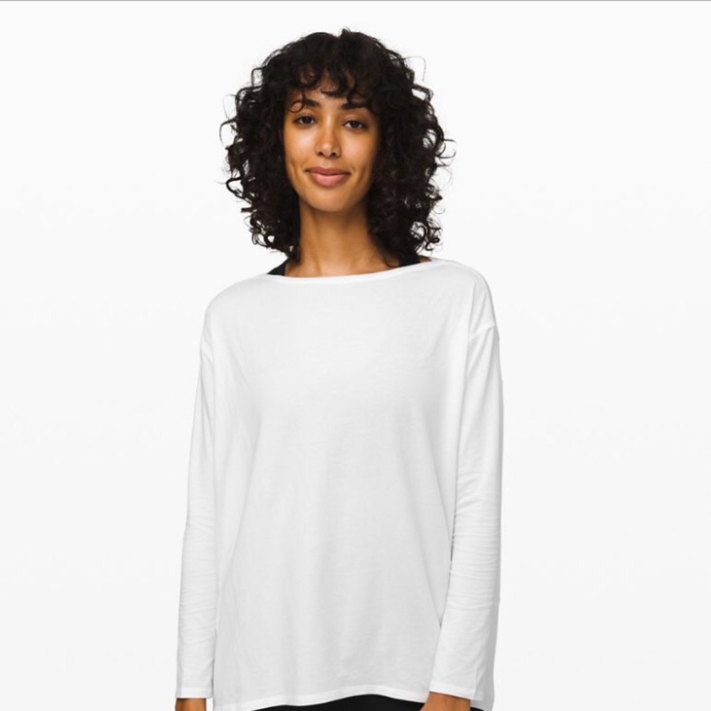 White Lululemon Back in Action Long Sleeve